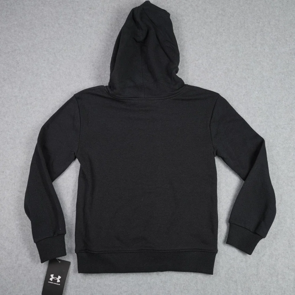 Under Armour Hoodie Kids Size 6 Black Big Logo Camo Pullover Fleece Sweatshirt